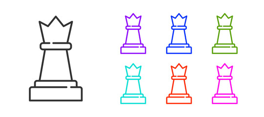 Black line Chess icon isolated on white background. Business strategy. Game, management, finance. Set icons colorful. Vector.