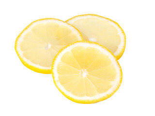 Fototapeta na wymiar Yellow citrus lemon slice fruit isolated on the white