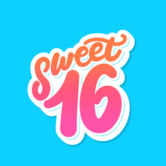 Sweet 16. Vector lettering birthday banner.