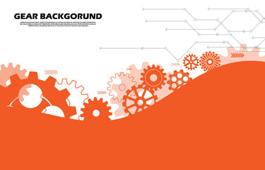 Abstract gear wheel pattern on orange technology background EP.1