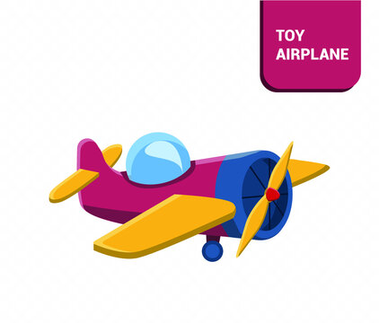 Vector image. Drawing of an airplane. Funny image of a toy airplane.