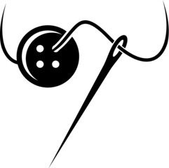 Vector illustration of the sewing needle and a button