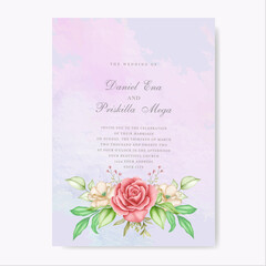 Beautiful floral wreath wedding invitation card template