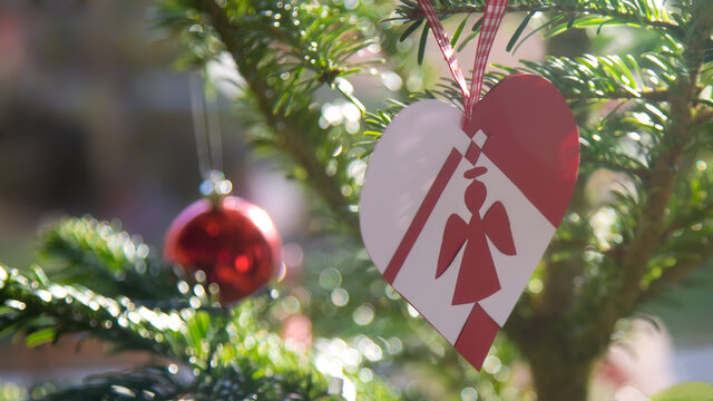 typical danish christmas decoration made of paper, shallow depth of field