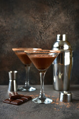 Delicious chocolate martini in a glasses.