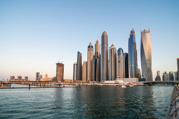 Fototapeta na wymiar UAE, Dubai - December, 2020: Skyscrapers in Dubai Marina. UAE