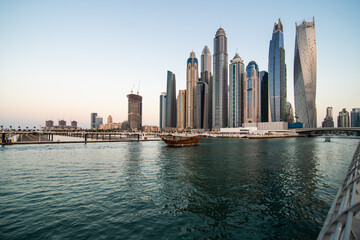 Fototapeta na wymiar UAE, Dubai - December, 2020: Skyscrapers in Dubai Marina. UAE