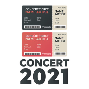 Concert Tickets Isolated. Music, Dance, Live Concert tickets templates