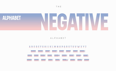 Negative space alphabet. Stunning color gradient font, condensed type for modern logo, headline, monogram, creative lettering and maxi typography. Minimal style tall letters, vector typographic design
