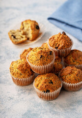 Homemade chia seed and cranberry muffins.