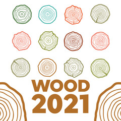 Wood poster template. Annual growth rings vector. Wood texture vector