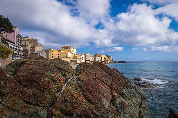 Picturesque houses in small village of Erbalunga, Corse, France