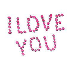 Inscription in stones I love you on Valentine's Day