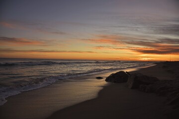 Fototapeta na wymiar winter sunset on the beach
