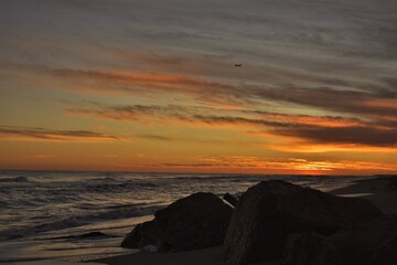 winter sunset on the beach