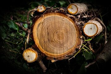 Tree cut with all veins