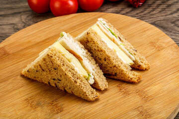 Club sandwich with chicken and cheese