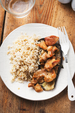 Sticky Miso Chicken Roasted On Soy Aubergine 