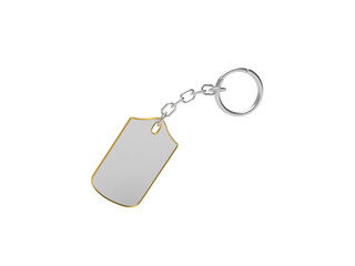 Fototapeta premium Blank metal keychain, on a white background. 3d illustration
