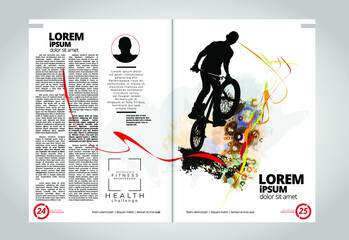 Printing magazine with sport subject in background, easy to editable vector