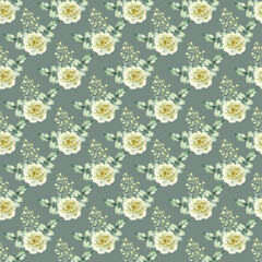 Watercolor hand painted seamless pattern of flowers.