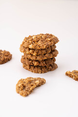 oatmeal cookies on a white background.