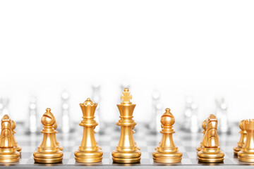 Set of chess pieces, chessboard game isolated on white background.