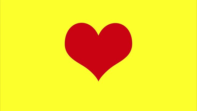 Red hearts and the inscription Valentine's Day appear on a yellow background. Holiday card. Stop-motion animation. Horizontal orientation. 4K video. Holiday card for Valentine's Day