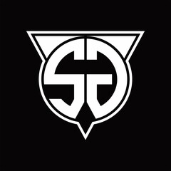SG Logo monogram with circle shape and half triangle rounded