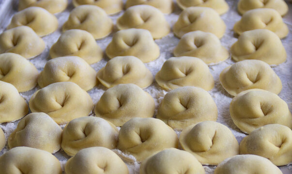 Frozen Dumplings With Meat On A Pallet