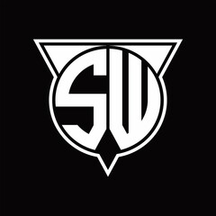 SW Logo monogram with circle shape and half triangle rounded