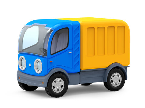 futuristic small delivery truck cartoon