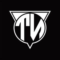 TN Logo monogram with circle shape and half triangle rounded