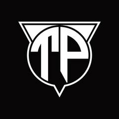 TP Logo monogram with circle shape and half triangle rounded
