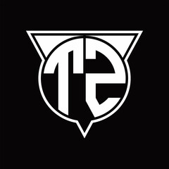 TZ Logo monogram with circle shape and half triangle rounded