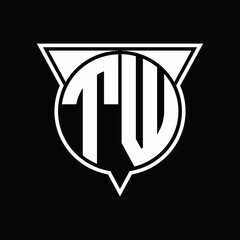 TW Logo monogram with circle shape and half triangle rounded