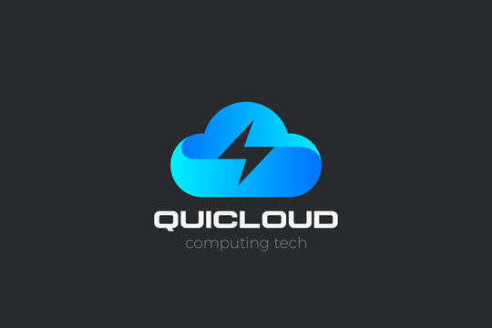 Cloud computing Flash fast speed Logo design vector template.