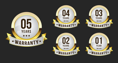 Luxury golden warranty and Guarantee quality badge and labels set design 