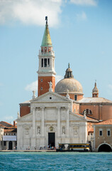 Fototapeta na wymiar Saint George Church with bell tower in Venice