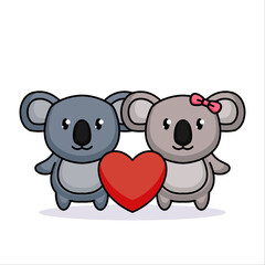 Obraz na płótnie Canvas Cute koala animal in love Valentine's day