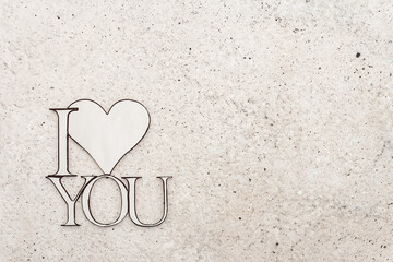 Valentine Day background with heart and letters I love you