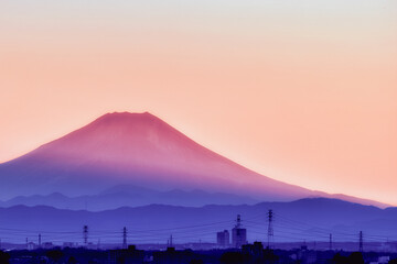 日没間際の富士山