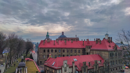 Obraz premium Night Lviv old city architecture in the Christmas