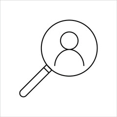 magnifier black icon on white background, vector illustration
