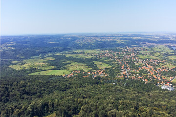 Fototapeta na wymiar panoramic view from Avala Tower near city of Belgrade, Serbia