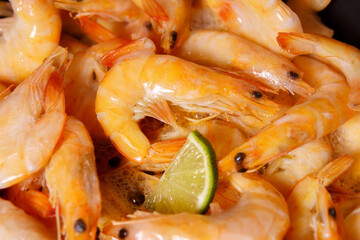 prawns close-up. Delicious shrimp. Fresh shrimp background. cooking