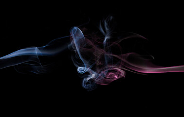 blue and red isolated smoke on black background