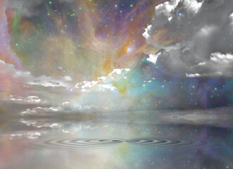Fototapeta premium Quiet Waters and Starry Sky