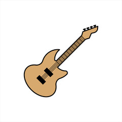 Guitar icon vector, Acoustic musical instrument sign Isolated on white background. color editable eps 10
