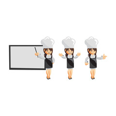 Chef Woman character Mascot creation Illustration Template Pose Set